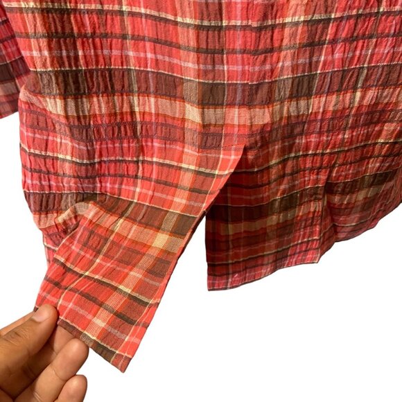 Talbots Women Plaid Pink Y2K Blazer Jacket 14 Petite Pockets Business Casual - Picture 6 of 10